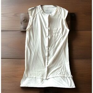 Atmosphere Shirt About Town M Medium 6 Oversized Feather Light Tank Button Front